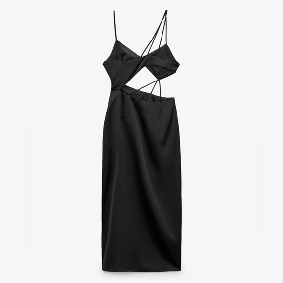 Zara strappy black satin effect dress size XS - Picture 4 of 6